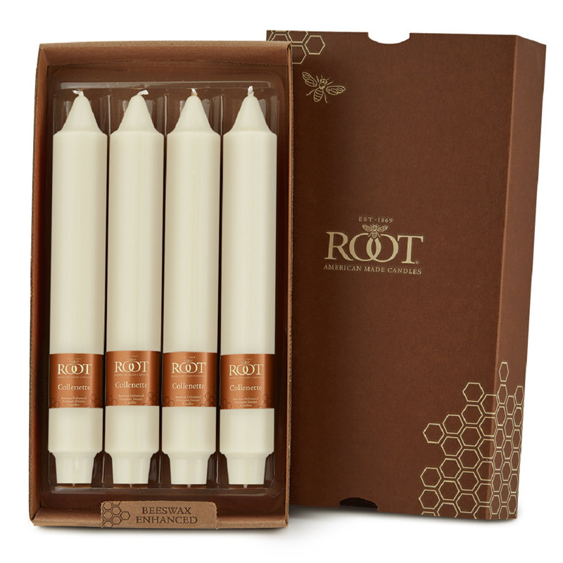 Bougie lisse sans parfum Collenette, H 9 po x l 1,25 po x P 1,25 po, Ivoire