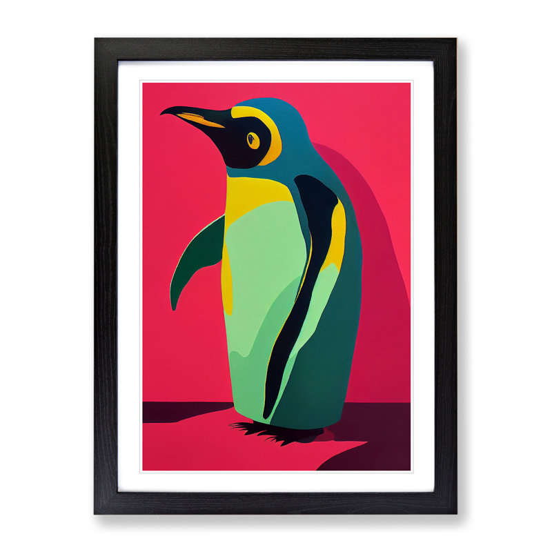 XV1022-3472X Penguin Abstract No.8 - Print, White, Black Frame, 64cm H x 46cm W