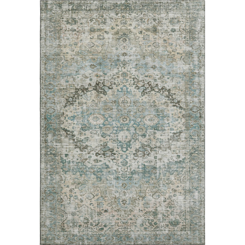Premium Machine Washable Lubbers AMF1755 Border Rug, Rectangle 5' x 7'6"