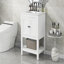 Lavabo de salle de bain moderne élégant en céramique 24 po avec tablette ouverte en bois massif-111794014
