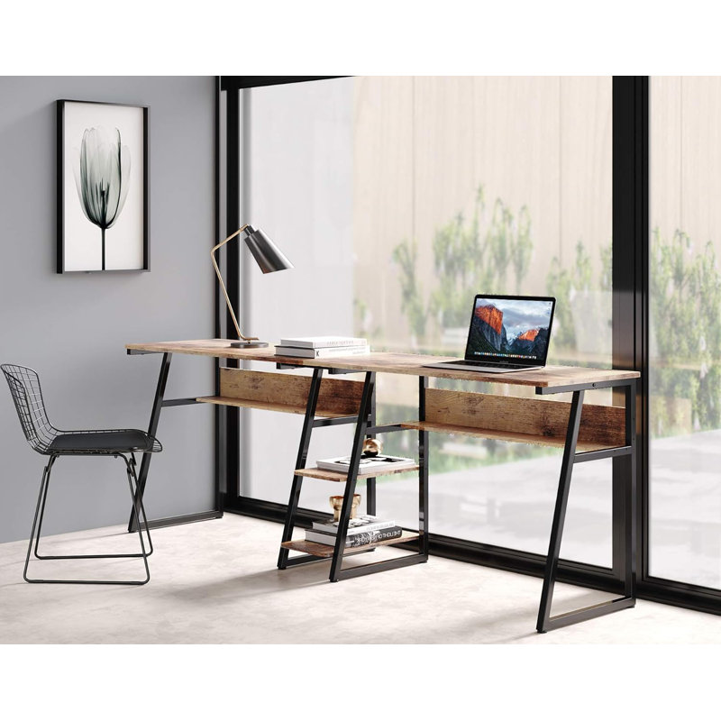 Bureau d'ordinateur pour deux personnes avec rangement