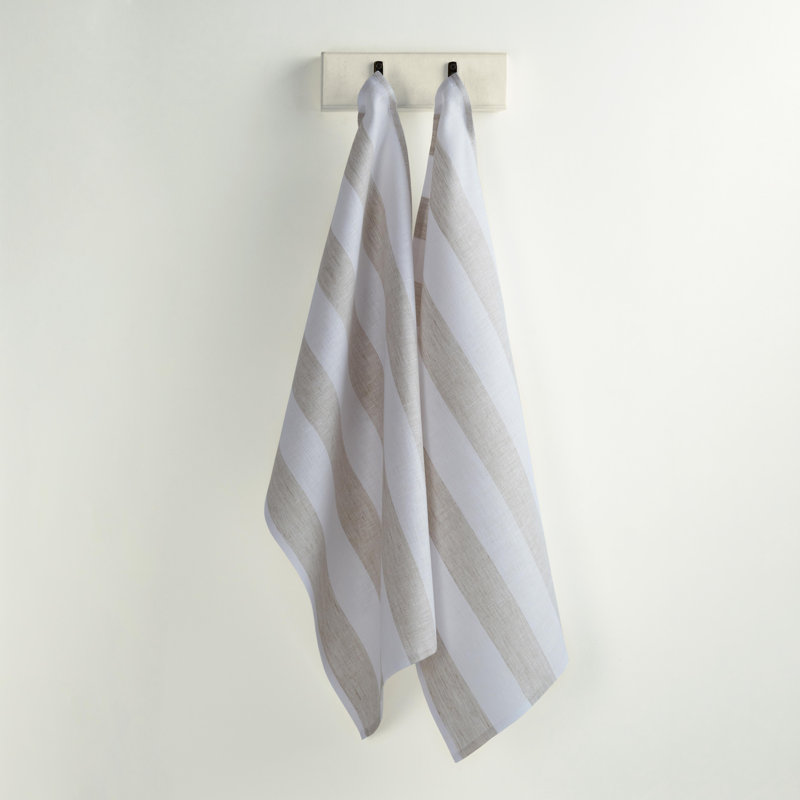 Cabana Kitchen Towel, Natural and White