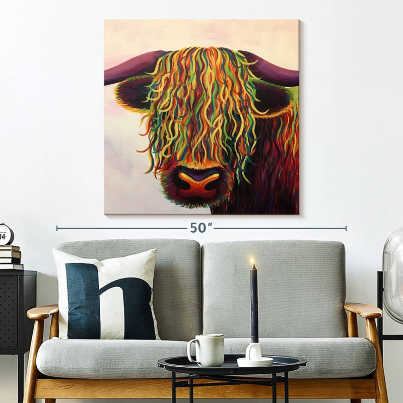 Crowle Funky Highland Cow, H 33 po x l 33 po