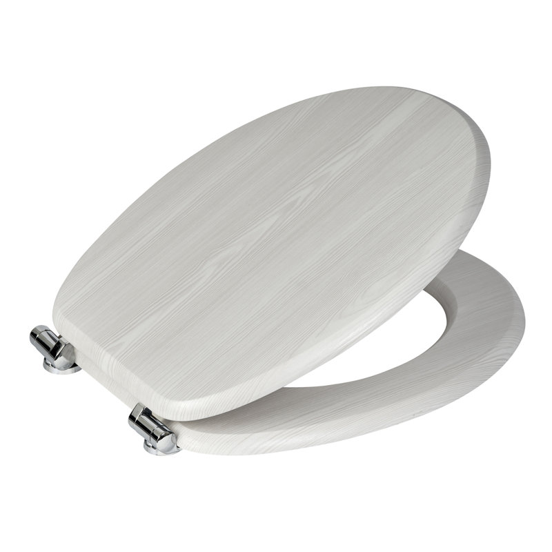 Sellman Soft Close Round Standard Toilet Seat, White Oak