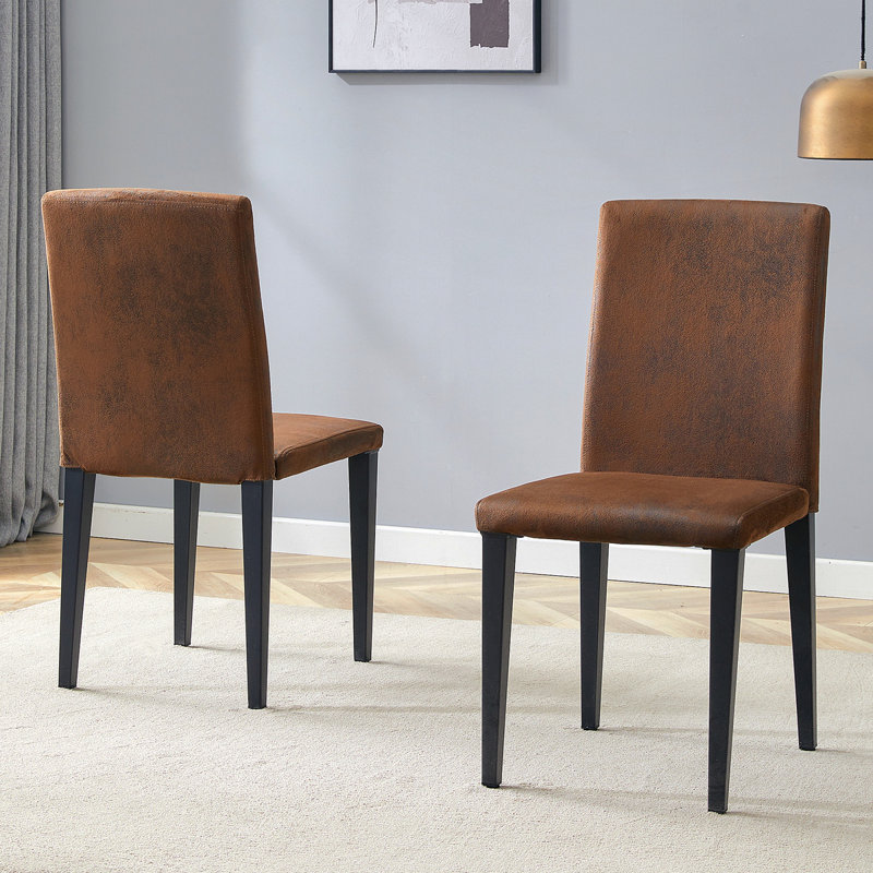 Ensemble de 2 chaises de salle à manger en tissu brun avec pieds en métal Ronald, Brun, Noir, 2