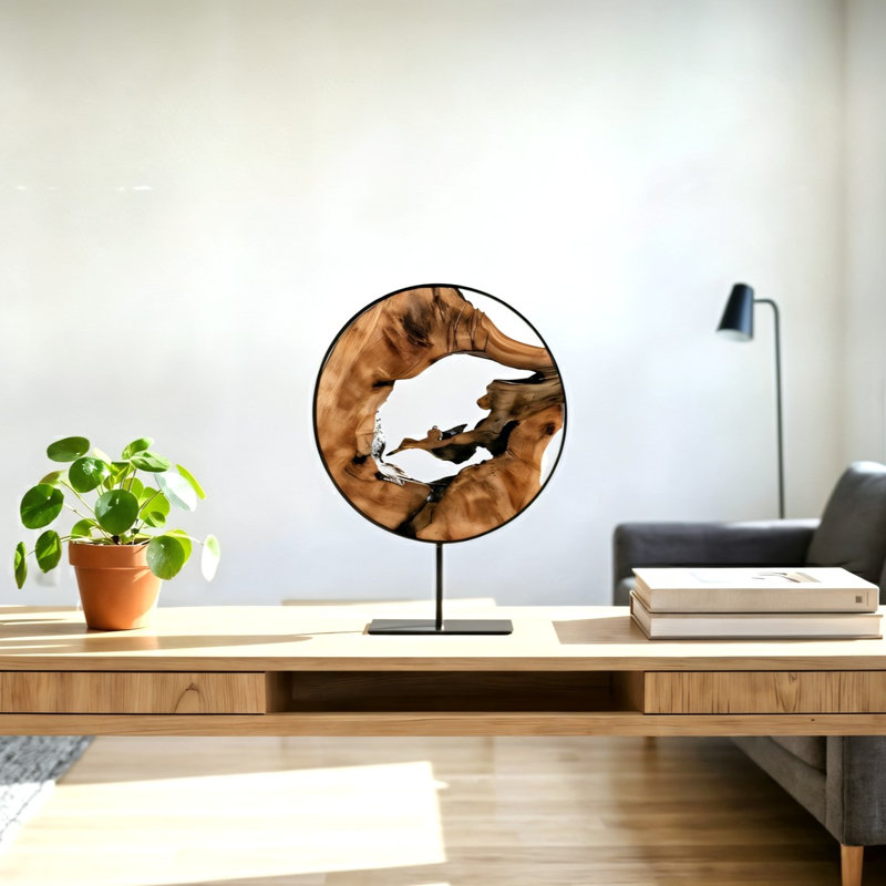 Round Cedar Wood Sculpture