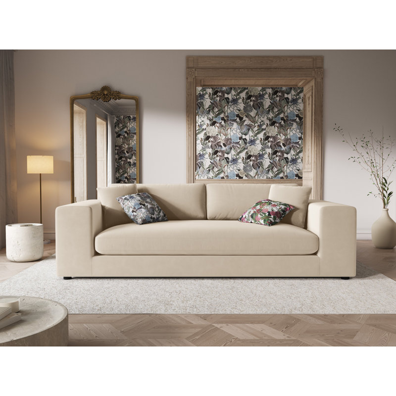 Francisca 4 Seater Velvet Sofa, Light Beige