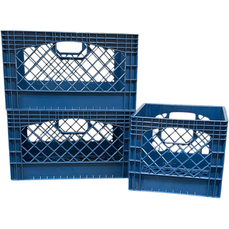 Juggernaut Storage Milk Crate Bundle 2-24qt and 1-16qt, Blue