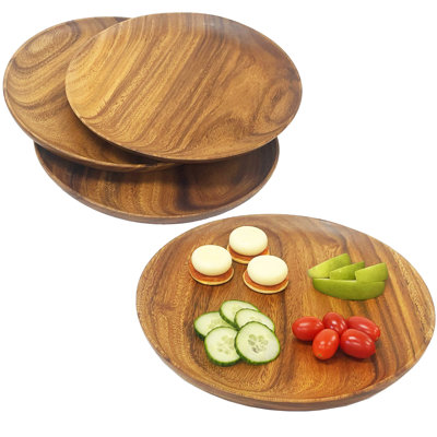 11" Round Wood Serving Plates 
