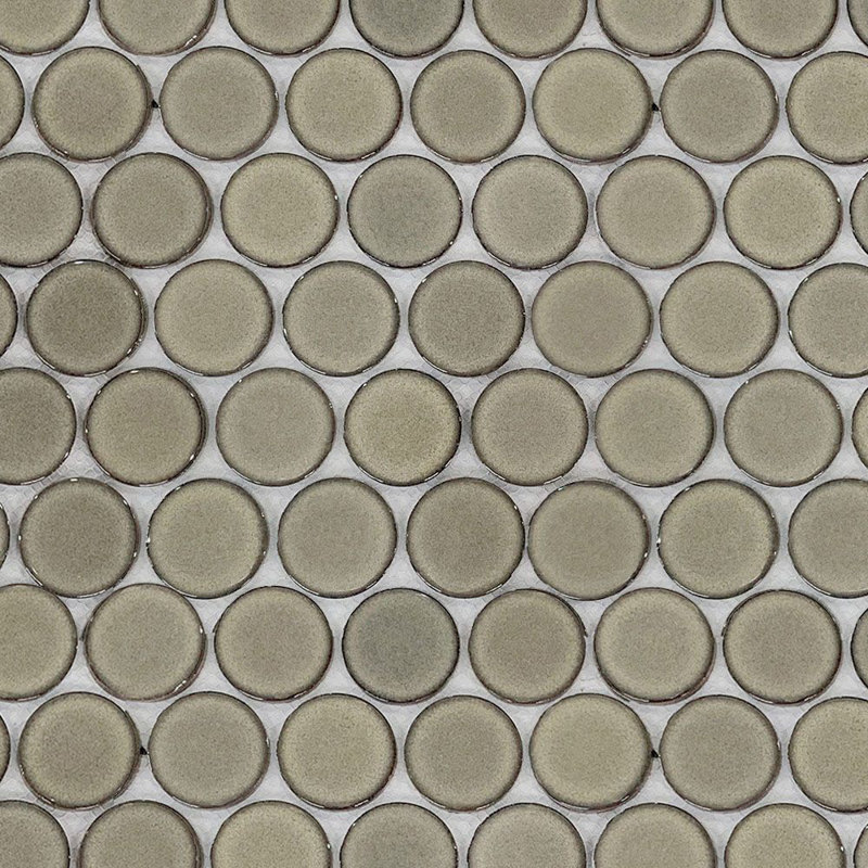Mosaïque ronde en porcelaine 2 pouces, Brun