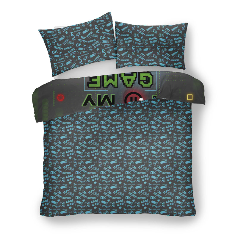 Gamer Themed Bedding Duvet Cover Set with Matching Pillowcases, Soft Polycotton Comfortable Bedding Set, Single Double King