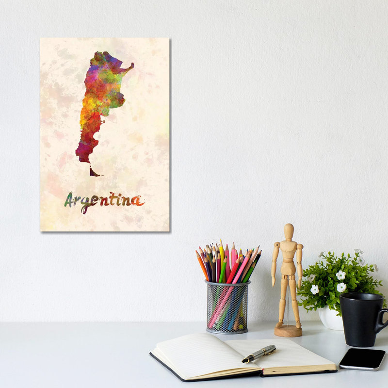 Argentina In Watercolor by Paul Rommer - Wrapped Canvas Painting, 30.48cm H x 20.32cm W x 1.91cm