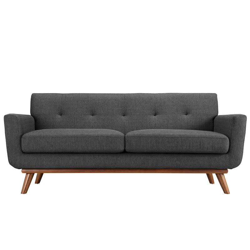 Modway Engage Upholstered Fabric Loveseat, Gray Polyester