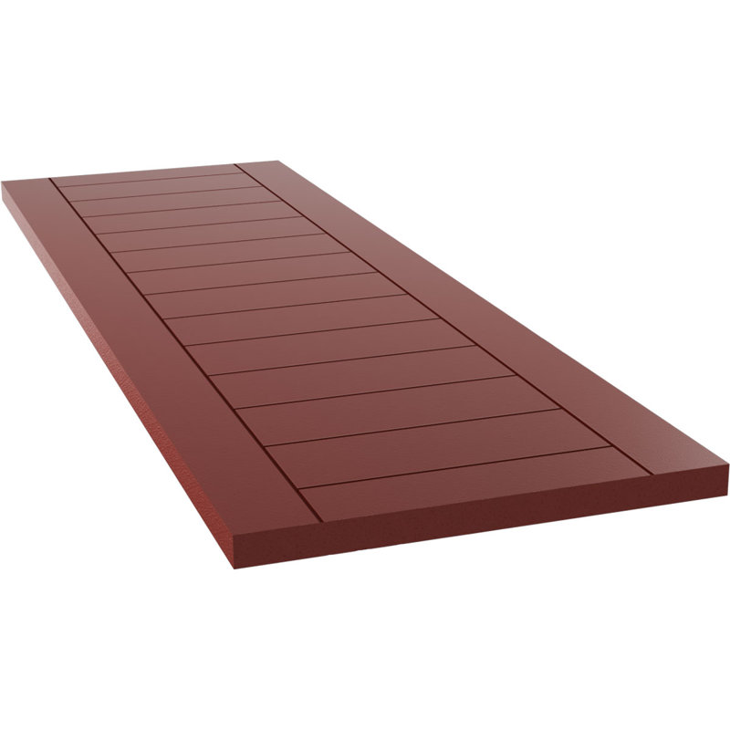 True Fit PVC Horizontal Slat Framed Modern Style Fixed Mount Shutters, 15" W, Pepper Red, 80" H