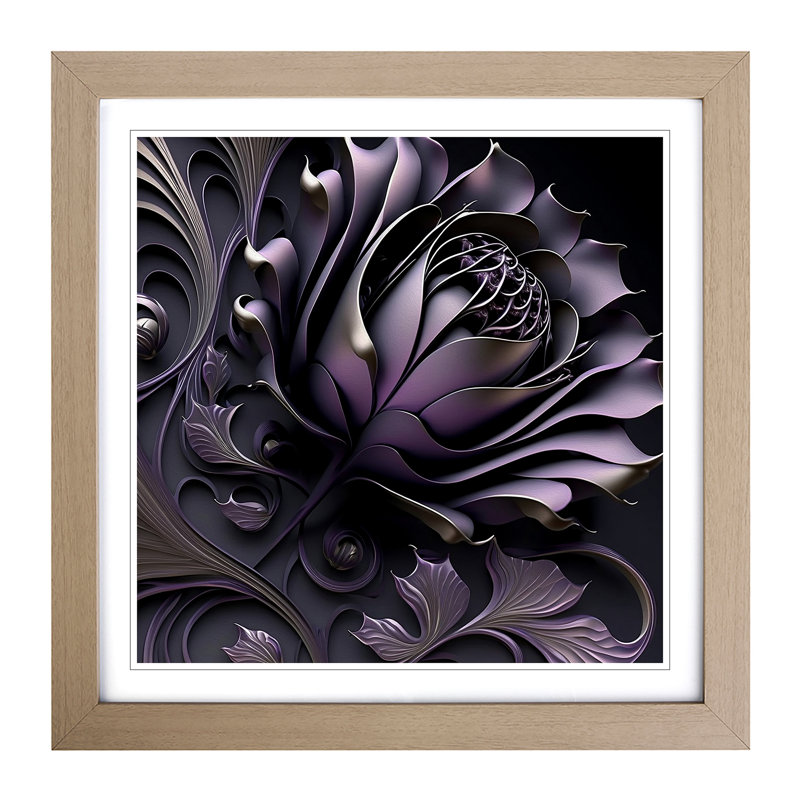 Lavender Flower Art Deco - Framed Print, Oak Framed