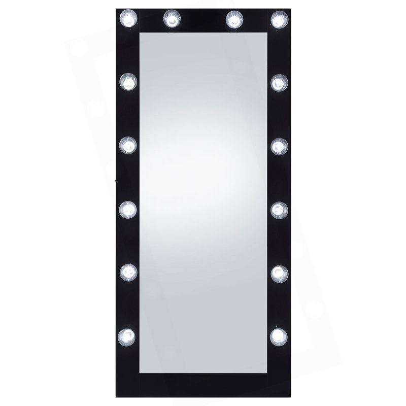 32 x 71 Inch Floor Mirror LED Lighting , Black