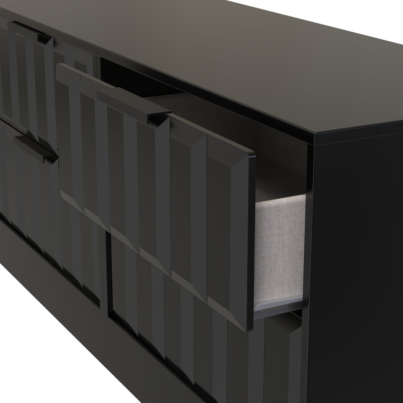 Besian 115cm W 4 - Drawer Chest of Drawers, Deep Black/Black Matt
