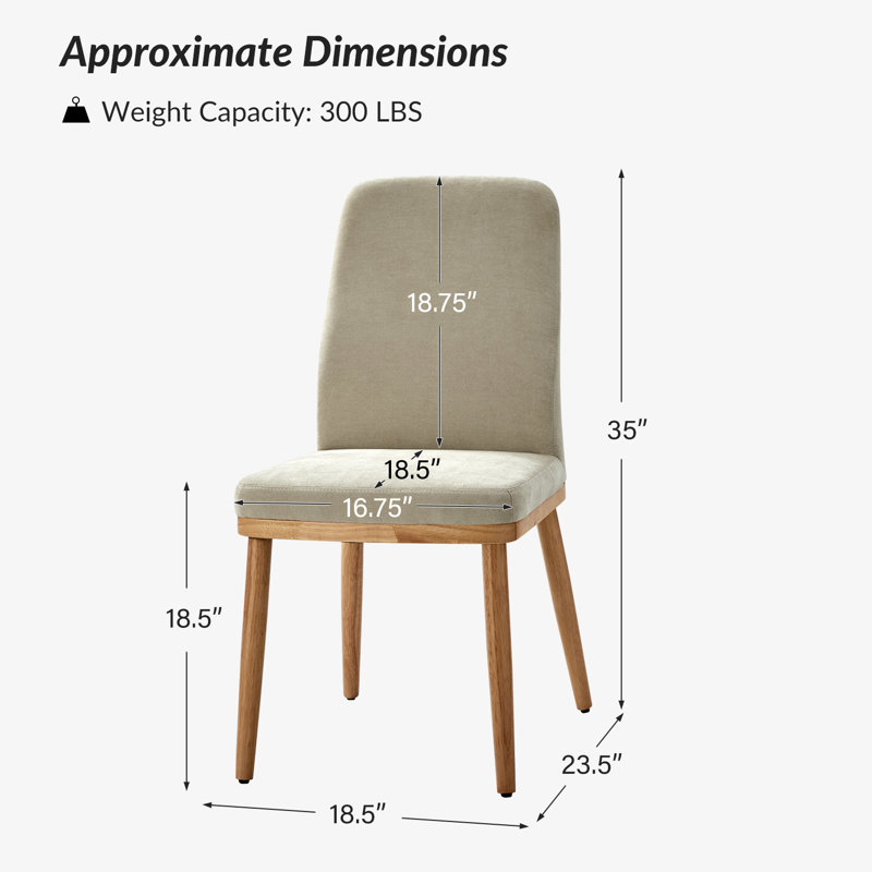 Chaise rembourrée avec pieds en bois massif Brehanna, Beige