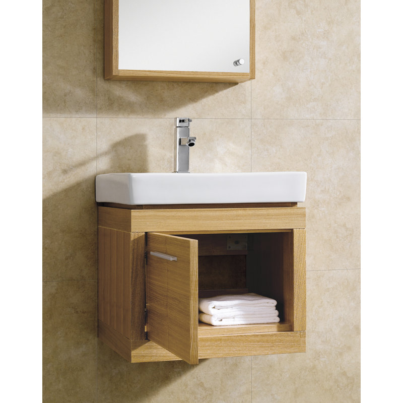 Mcquay 19.63'' Single Bathroom Vanity with Ceramic Top, Light Maple