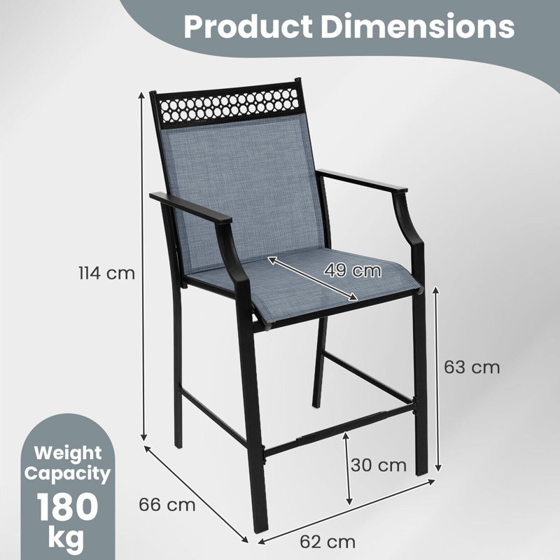 Metal Outdoor 63cm Counter Stool, Blue