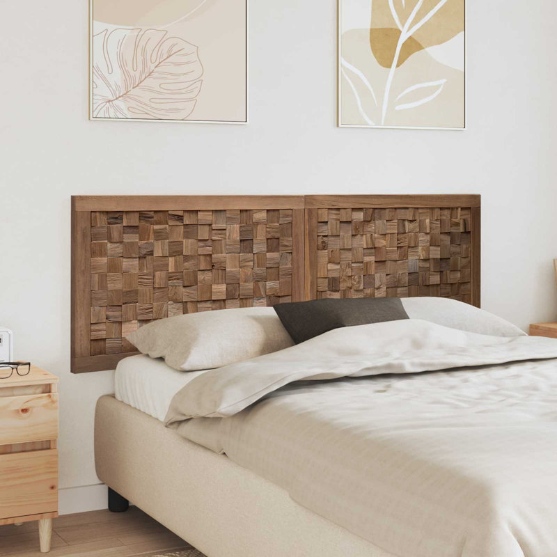vidaXL Headboard Wall-mounted Natural Solid Teak Wood Rustic Farmhouse Wooden