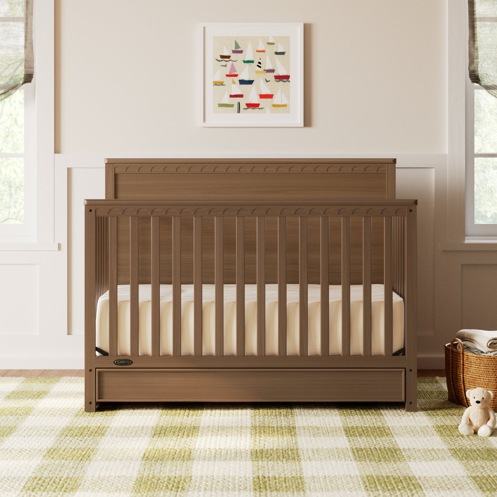 Sasha 5-in-1 Convertible Crib, Hazelnut