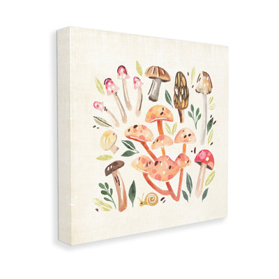 Conception d'art sur toile fantaisiste champignon et escargot par Annie Warren