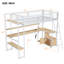 Lit mezzanine en métal avec poste de travail intégré