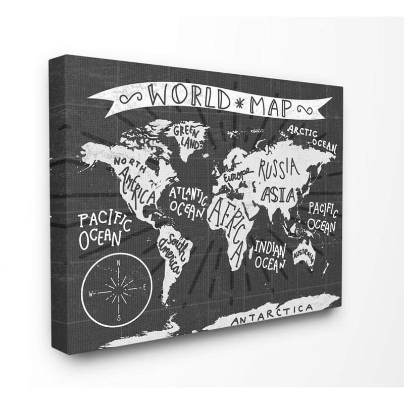 Décoration murale pour enfants world map Wincott, Toile tendue, H 16 po x l 20 po x P 1,5 po