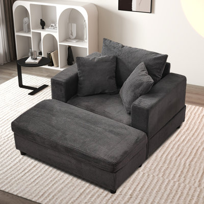 Chaise longue avec repose-pieds de rangement amovible