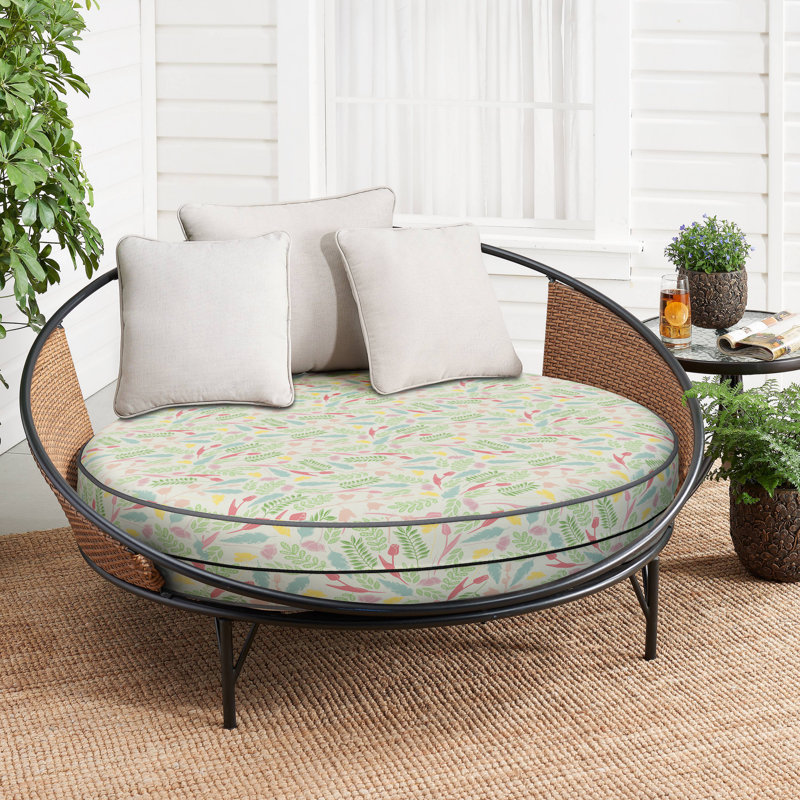 Decorative Indoor Outdoor Waterproof Round Cushion Cover, Patio Bar Stool UV Resistant Seat Cover, 12.7cm H x 68.6cm W