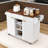 Rolling Fluted Kitchen Cart with Drop Leaf, Power Outlet, Adjustable Shelves and Storage Drawers-1117124024