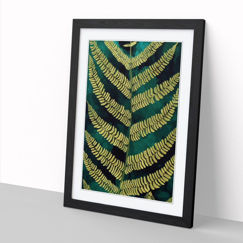 Kernberry Fern Leaf Design - Single Picture Frame Print, Black, 64cm H x 46cm W x 2cm D