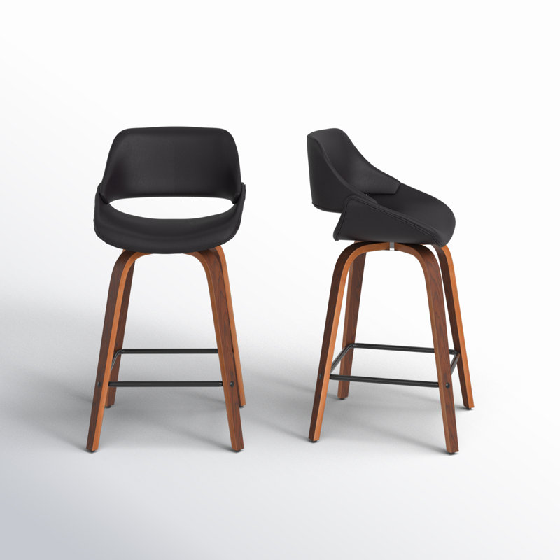 Tabouret de bar et de comptoir à hauteur fixe Laurenzio, Noir, Tabouret de comptoir (siège d'une hauteur de 26 p
