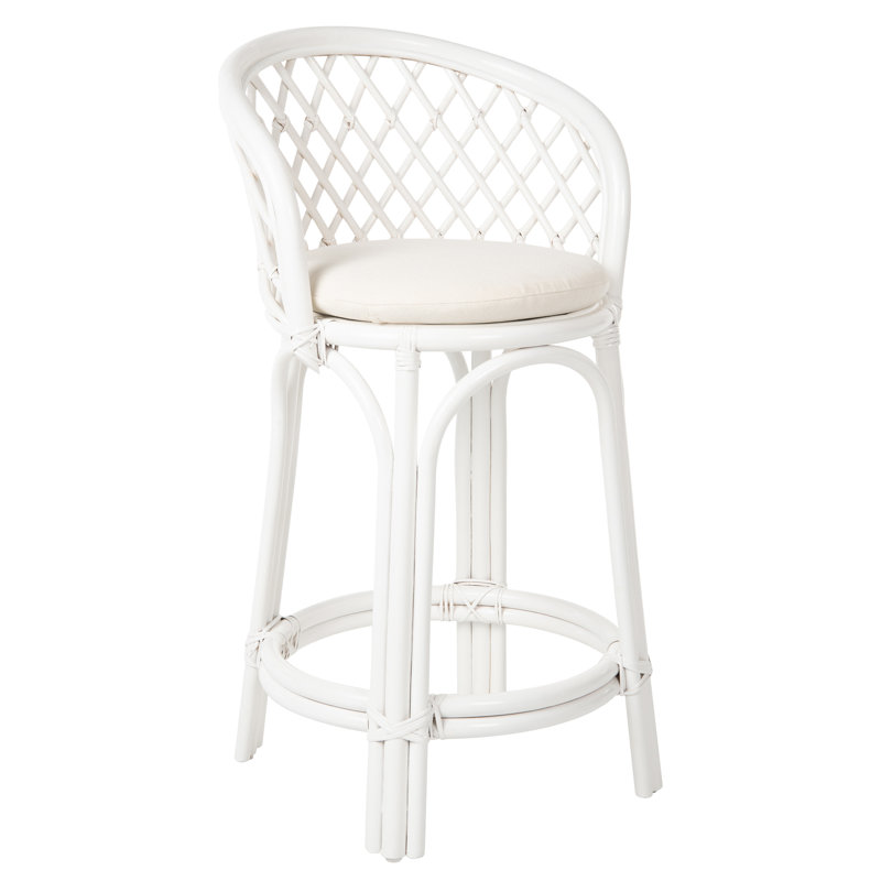Sandi Upholstered Counter Stool, Counter Stool (26” Seat Height), White