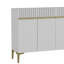 Console moderne avec capacité de fixation murale, blanc et or, panneau de particules enduit de mélamine à 100%, épaisseur de 0,7 pouce | Comprend plusieurs tablettes pour des solutions de rangement élégantes-109644807