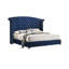 Ensemble de chambre pour très grand lit, tapissier, bleu, chrome, 3 pièces avec 2 tables de chevet-137443364