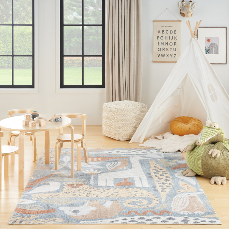Maycon Machine Washable Animals Multicolor Rug