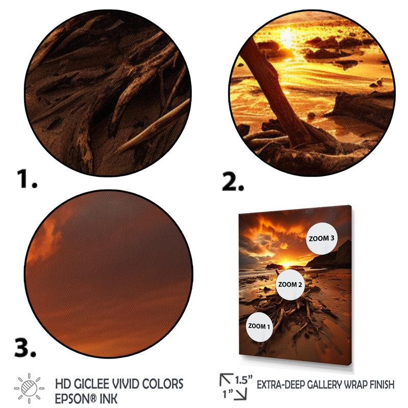 Azilda Beach Golden Sands VII sur toile, H 20 po x l 12 po x P 1 po, Cadre photo noir