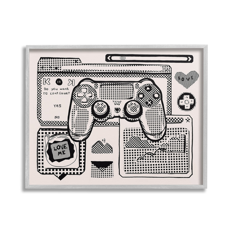 «Retro Gamer Collage», art de la giclée encadrée par Melissa Wang, Estampe numérique Farmhouse, H 16 po x l 20 po