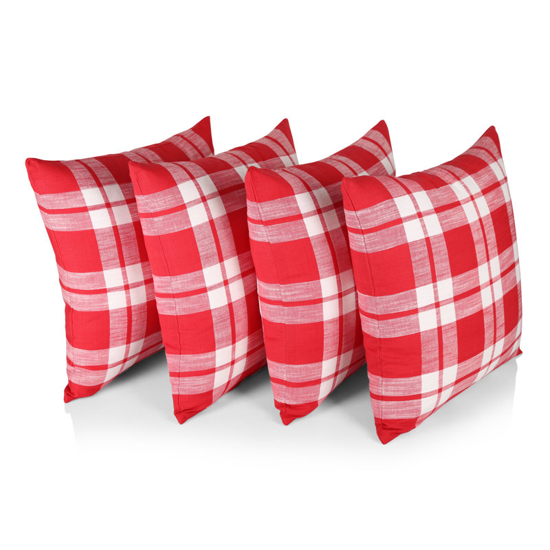 Lowry Plaid Square Cushion Cover, Red