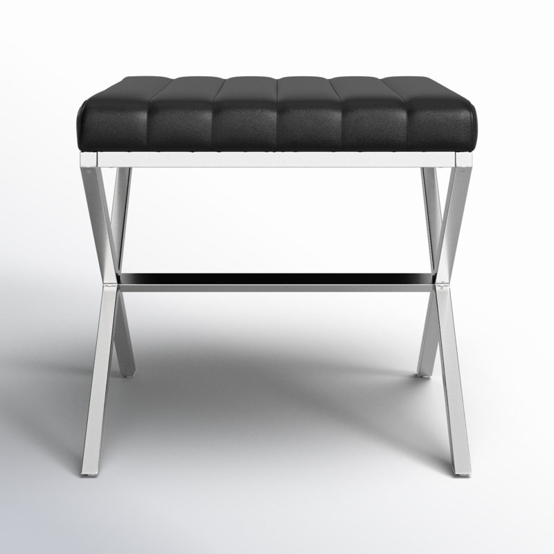 Tabouret de coiffeuse en simili cuir Pollman, Argenté / Noir