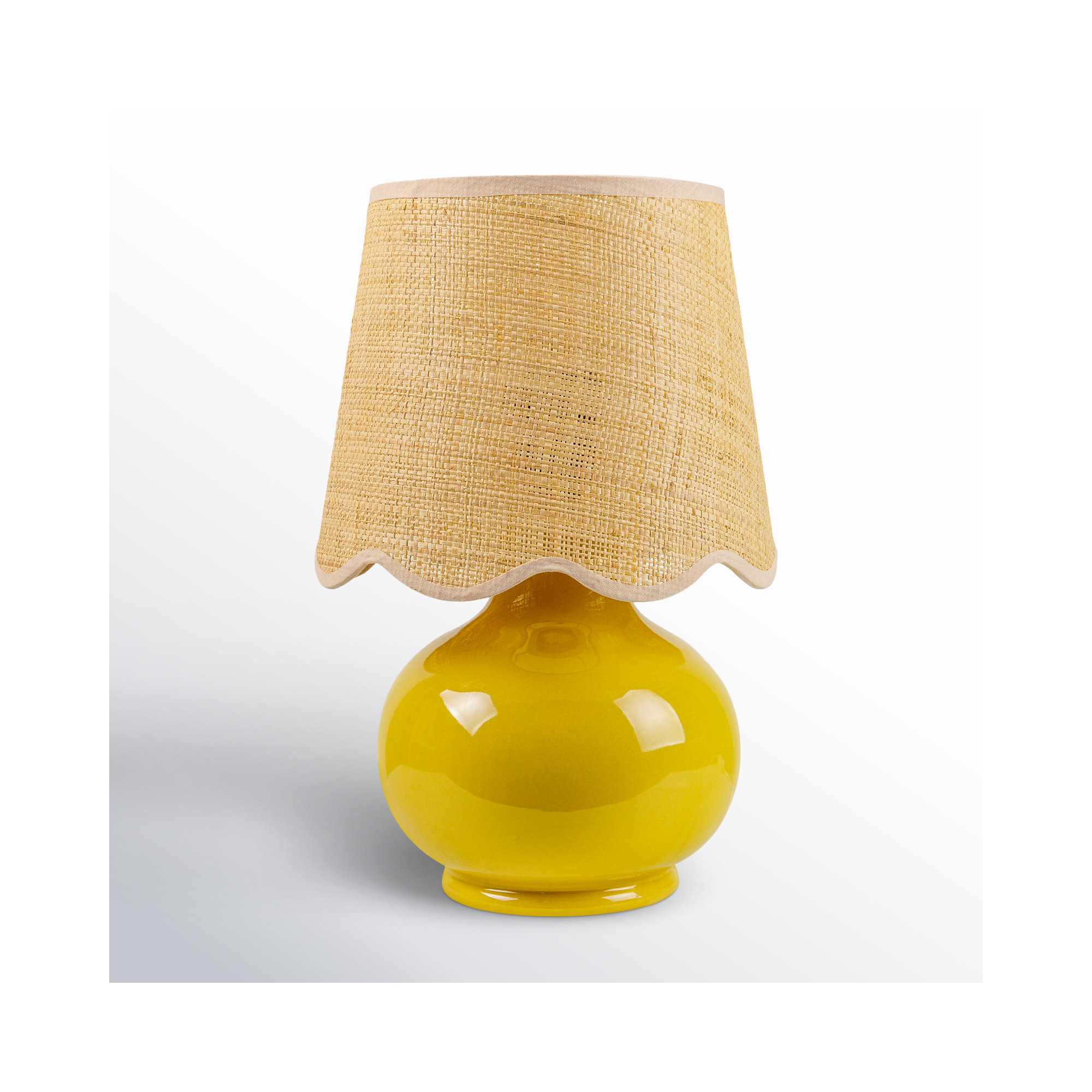 Momsen Scallop Shade Lamp, Natural, 13"" H x 8"" W x 8"" D, Yellow