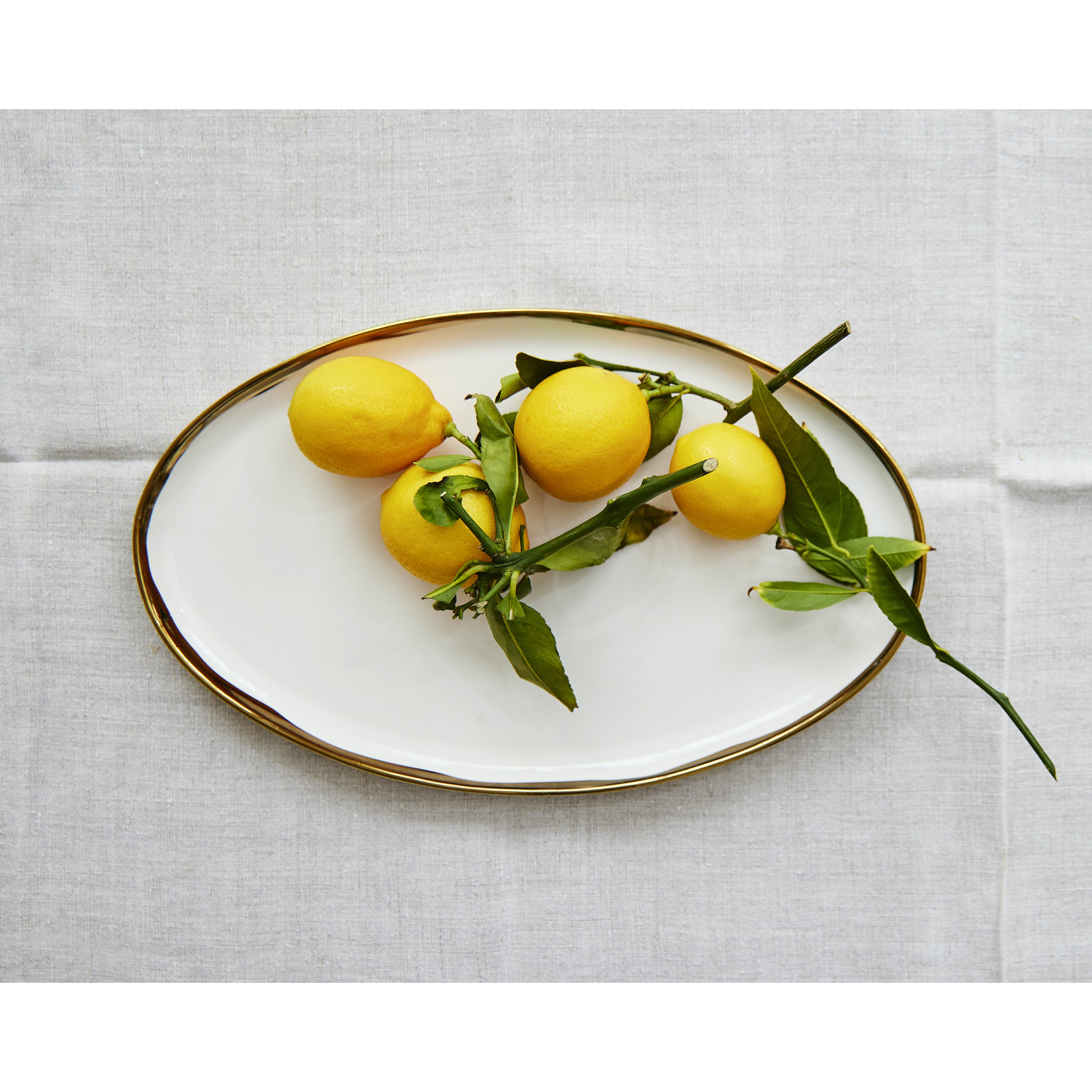 Dauville Porcelain Platter, White/Platinum