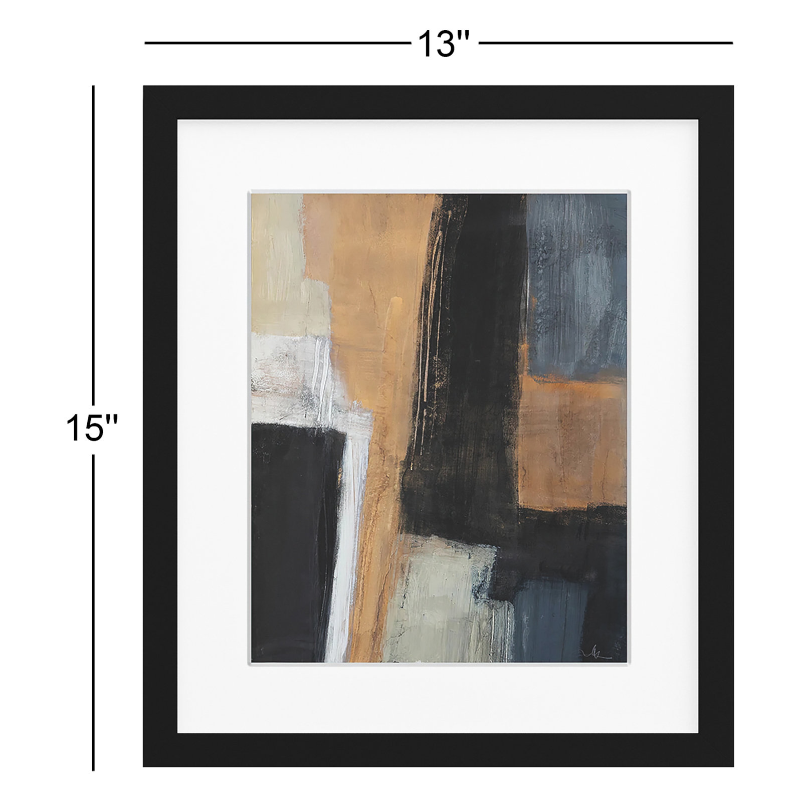 Metallic Slate I Print, Black Matted Picture Framed, 15" H x 13" W x 1.25" D