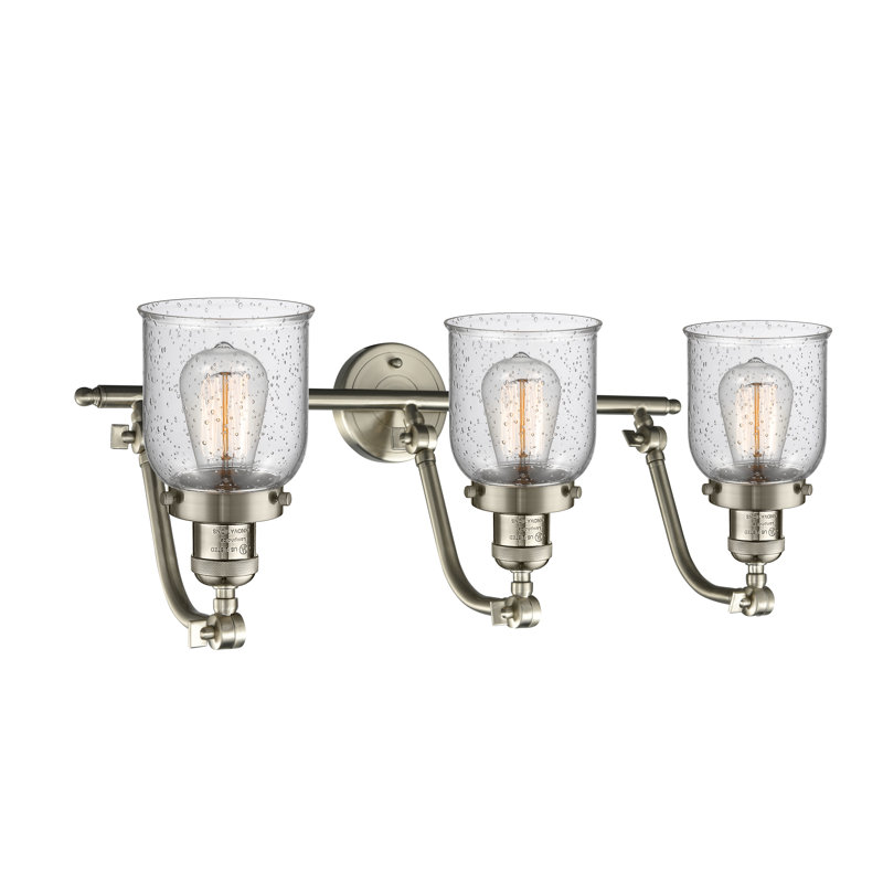 Luminaire de meuble-lavabo 3 lumières 28 po Bell, Nickel satiné brossé, Ampoule à DEL rétro de 6 watts, Grainé