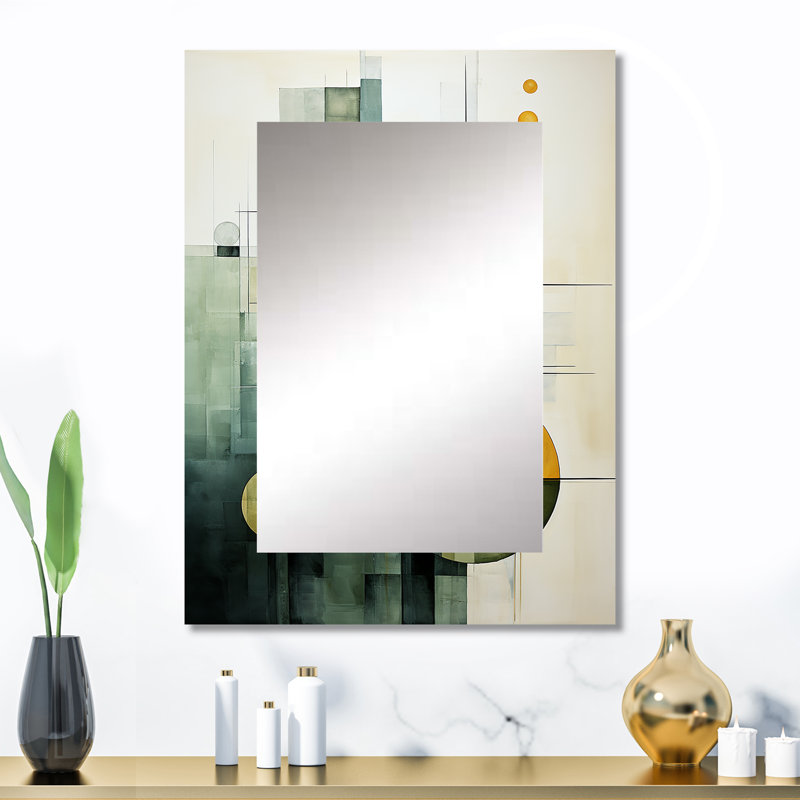 Olive Orbits Abstract Shapes I - grand miroir mural, formes uniques et abstraites, 32 po x 24 po