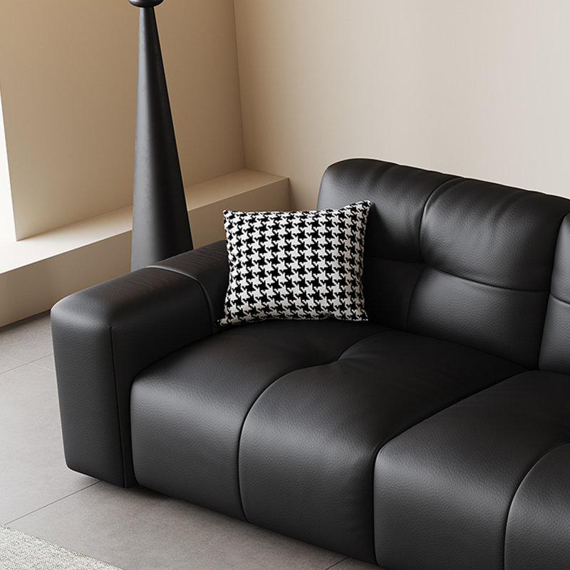 Canapé minimaliste en cuir italien clair, H 33,46 po x l 118,11 po x P 40,15 po, 3