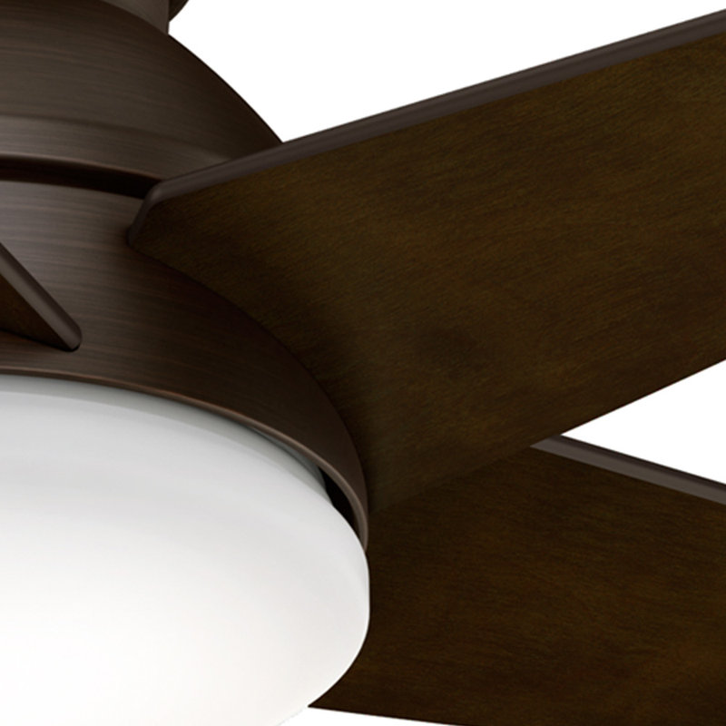44" Isotope 5 - Blade LED Flush Mount Ceiling Fan with Wall Control and Light Kit Included, Brushed Cocoa