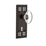 Craftsman Plate with Decorative Keyhole and Oval Clear Crystal Door Knob
